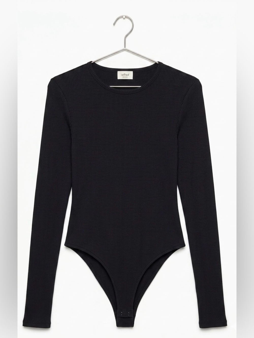 Wilfred Black Ribbed Long-Sleeve Bodysuit- wardrobe staple - size m - versatile